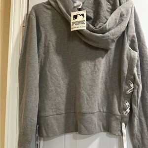 Gray Hoodie with Lace-Up Sides